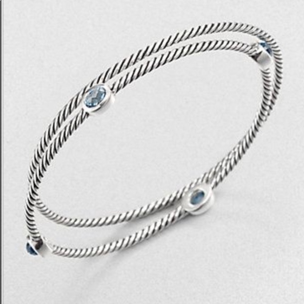 David Yurman Blue Topaz bangle set (silver)